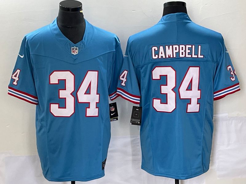 Men Tennessee Titans #34 Campbell Light Blue Nike Throwback Vapor Limited NFL Jersey